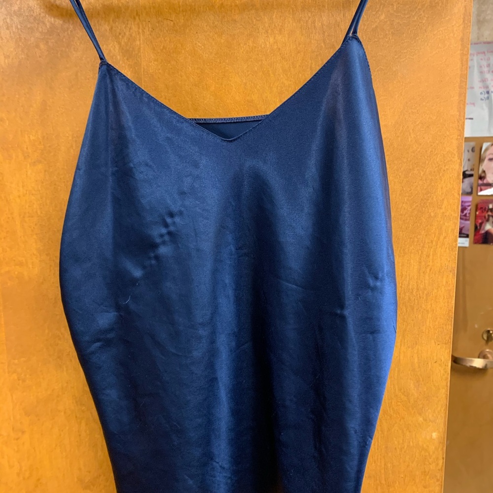 Blue satin tank